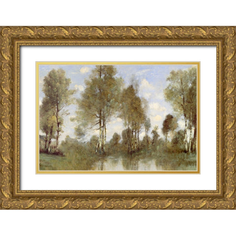 Pond Reflection II Gold Ornate Wood Framed Art Print with Double Matting by McKee, Christy