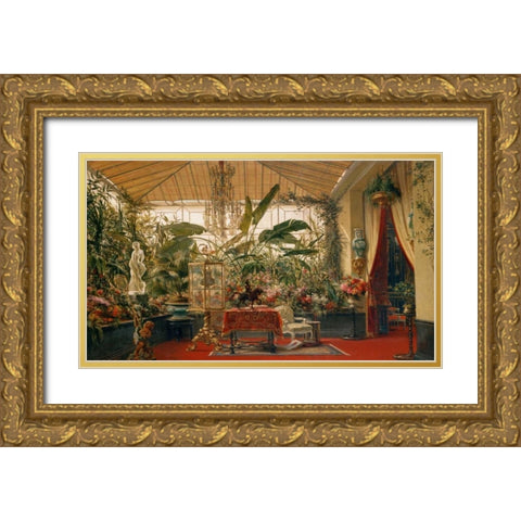 Veranda de la Princesse Mathil Gold Ornate Wood Framed Art Print with Double Matting by Giraud, Charles