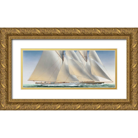 Classic Regatta Gold Ornate Wood Framed Art Print with Double Matting by Davies, Christopher