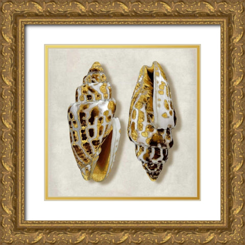 Golden Ocean Gems on Ivory I Gold Ornate Wood Framed Art Print with Double Matting by Kelly, Caroline