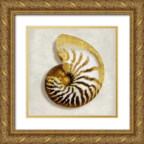 Golden Ocean Gems on Ivory II Gold Ornate Wood Framed Art Print with Double Matting by Kelly, Caroline
