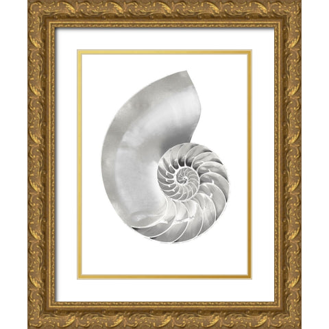 Silver Pearl Shell II Gold Ornate Wood Framed Art Print with Double Matting by Kelly, Caroline