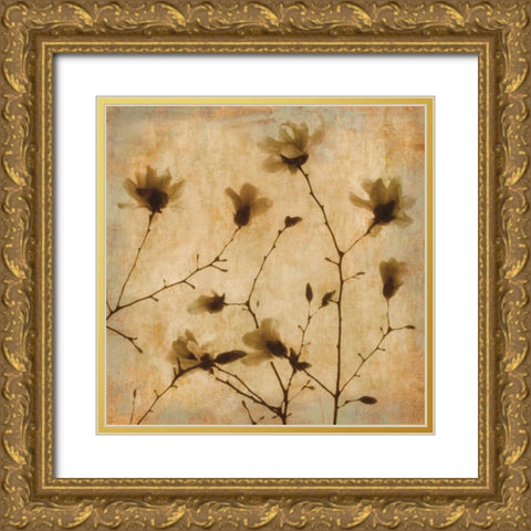 Magnolias II Gold Ornate Wood Framed Art Print with Double Matting by Kelly, Caroline