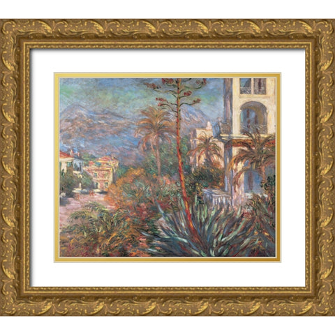 Les Villas a Bordighera Gold Ornate Wood Framed Art Print with Double Matting by Monet, Claude