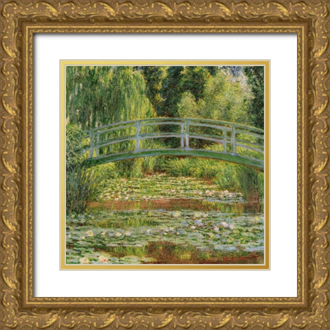 Le pont Japonais Giverny Gold Ornate Wood Framed Art Print with Double Matting by Monet, Claude