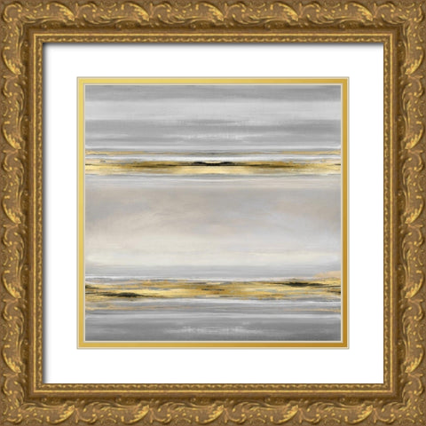 Linear Motion in Grey Gold Ornate Wood Framed Art Print with Double Matting by Corbin, Allie