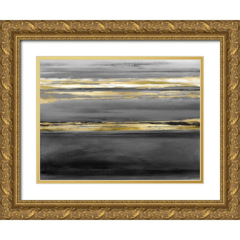 Parallel Lines at Midnight Gold Ornate Wood Framed Art Print with Double Matting by Corbin, Allie