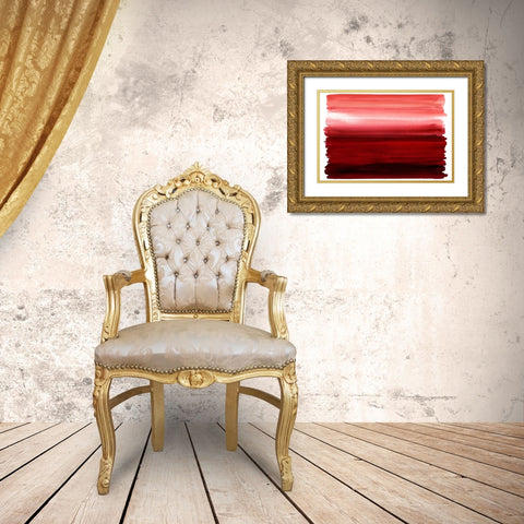 Ombre Red I Gold Ornate Wood Framed Art Print with Double Matting by Corbin, Allie