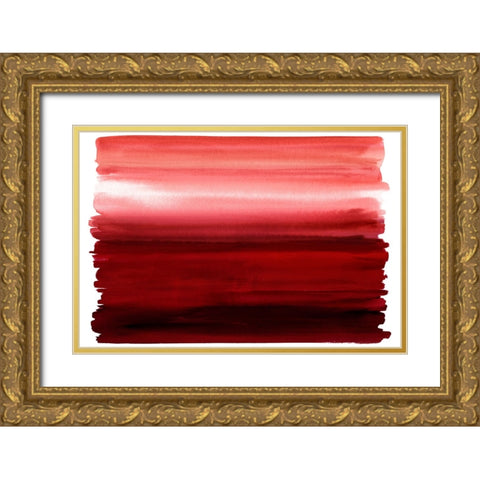 Ombre Red I Gold Ornate Wood Framed Art Print with Double Matting by Corbin, Allie