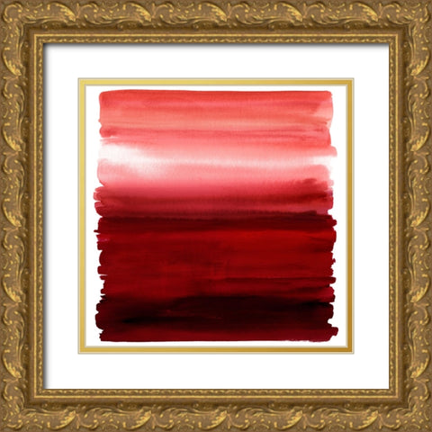 Ombre Red II Gold Ornate Wood Framed Art Print with Double Matting by Corbin, Allie
