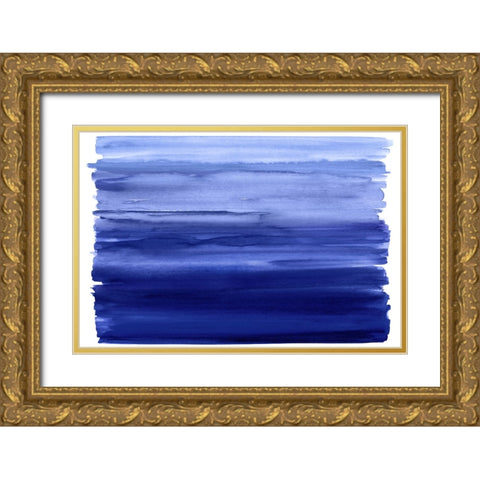 Ombre Blue I Gold Ornate Wood Framed Art Print with Double Matting by Corbin, Allie
