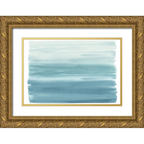 Ombre Acqua I Gold Ornate Wood Framed Art Print with Double Matting by Corbin, Allie
