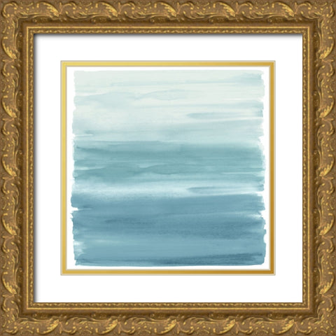 Ombre Acqua II Gold Ornate Wood Framed Art Print with Double Matting by Corbin, Allie
