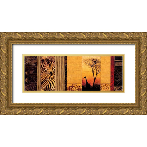 African Plains Gold Ornate Wood Framed Art Print with Double Matting by Donovan, Chris