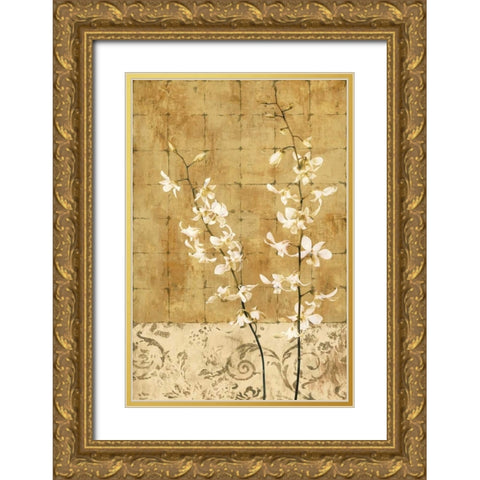 Blossoms in Gold I Gold Ornate Wood Framed Art Print with Double Matting by Donovan, Chris