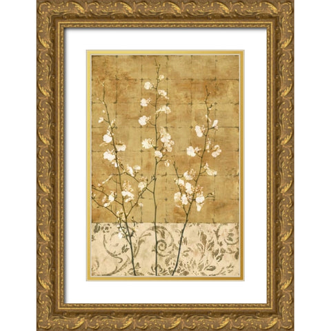 Blossoms in Gold II Gold Ornate Wood Framed Art Print with Double Matting by Donovan, Chris