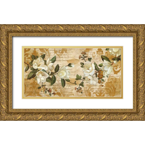 Magnolia Romance Gold Ornate Wood Framed Art Print with Double Matting by Donovan, Chris