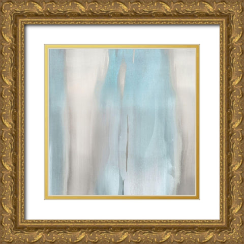 Free Fall Aqua I Gold Ornate Wood Framed Art Print with Double Matting by Wright, Christine