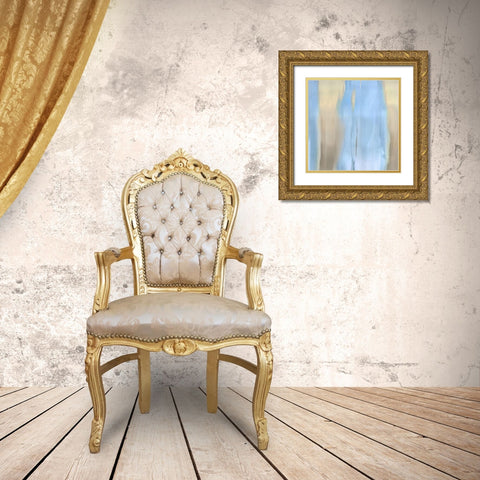 Free Fall Blue II Gold Ornate Wood Framed Art Print with Double Matting by Wright, Christine