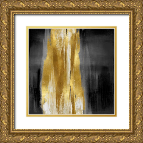 Free Fall Gray with Gold I Gold Ornate Wood Framed Art Print with Double Matting by Wright, Christine