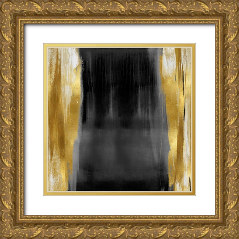 Free Fall Gray with Gold II Gold Ornate Wood Framed Art Print with Double Matting by Wright, Christine