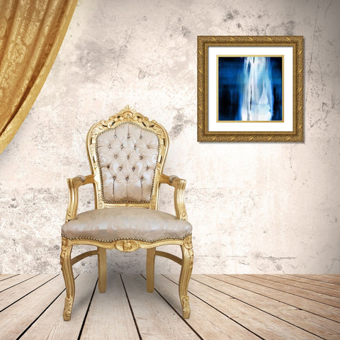 Free Fall Indigo Blue I Gold Ornate Wood Framed Art Print with Double Matting by Wright, Christine