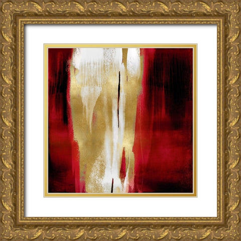Free Fall Red with Gold I Gold Ornate Wood Framed Art Print with Double Matting by Wright, Christine