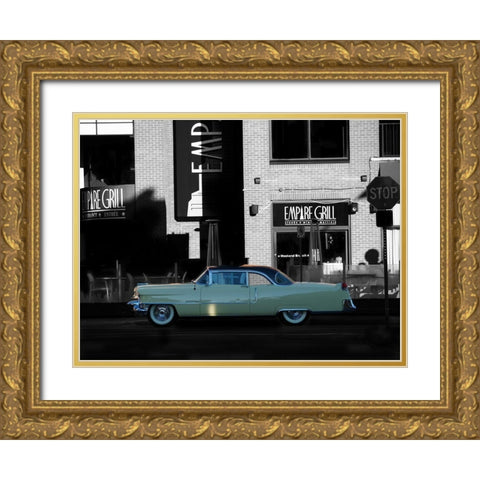 1955 Cadillac Coupe de Ville Gold Ornate Wood Framed Art Print with Double Matting by Branson, Clive