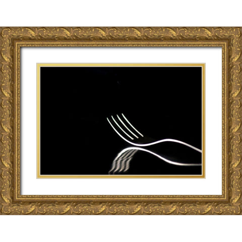 Fork Reflection Gold Ornate Wood Framed Art Print with Double Matting by Branson, Clive