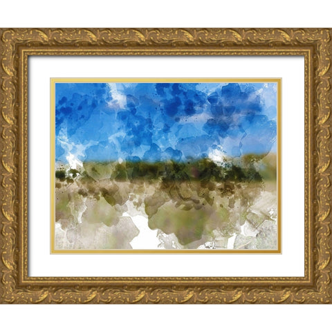 Blue with Green Horizon II Gold Ornate Wood Framed Art Print with Double Matting by Young, Chamira