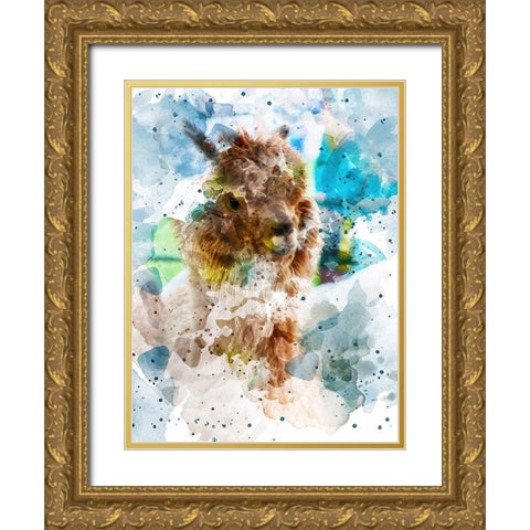 Alpaca Gold Ornate Wood Framed Art Print with Double Matting by Young, Chamira