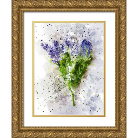 Lavender Gold Ornate Wood Framed Art Print with Double Matting by Young, Chamira