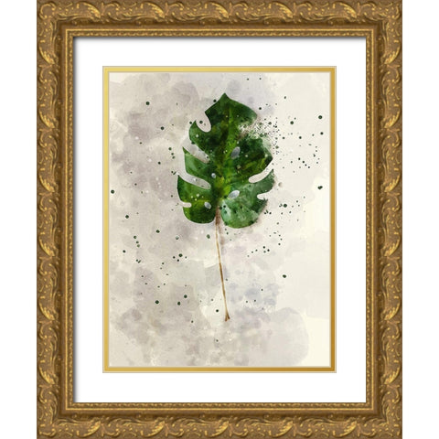 Single Leaf Gold Ornate Wood Framed Art Print with Double Matting by Young, Chamira
