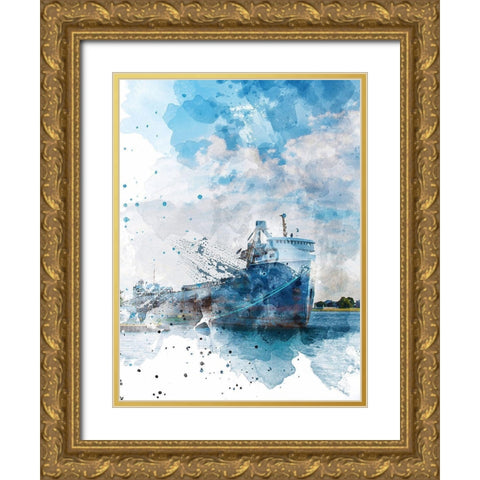 Freighter I Gold Ornate Wood Framed Art Print with Double Matting by Young, Chamira