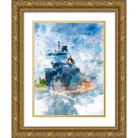 Freighter II Gold Ornate Wood Framed Art Print with Double Matting by Young, Chamira