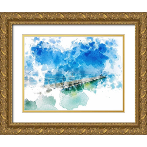 Pier II Gold Ornate Wood Framed Art Print with Double Matting by Young, Chamira