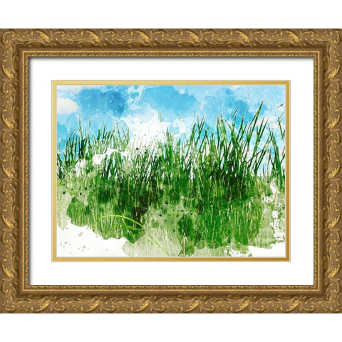 Grassy Bank Gold Ornate Wood Framed Art Print with Double Matting by Young, Chamira