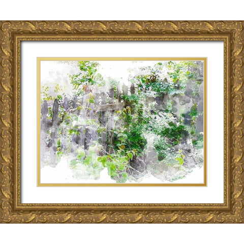 Garden Fence Gold Ornate Wood Framed Art Print with Double Matting by Young, Chamira