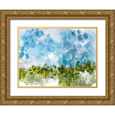 Tree Top Gold Ornate Wood Framed Art Print with Double Matting by Young, Chamira
