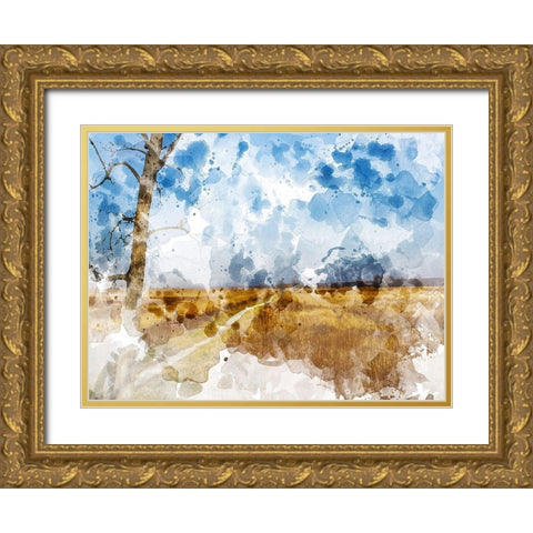Meadow II Gold Ornate Wood Framed Art Print with Double Matting by Young, Chamira