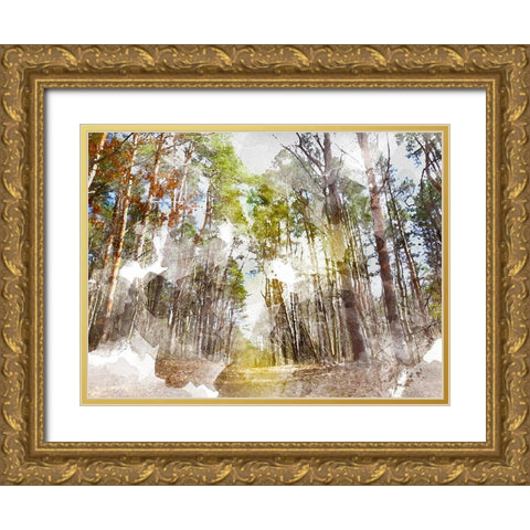 Forest Road I Gold Ornate Wood Framed Art Print with Double Matting by Young, Chamira