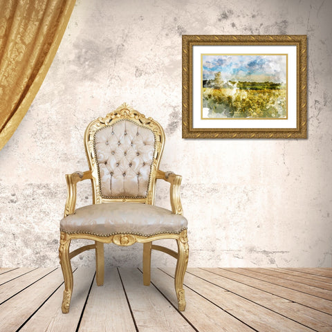 Yellow Meadow Gold Ornate Wood Framed Art Print with Double Matting by Young, Chamira
