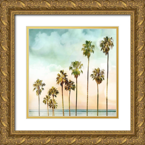 Beach Palms I Gold Ornate Wood Framed Art Print with Double Matting by Davis, Devon