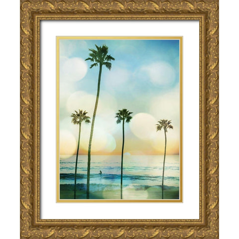 Sunset Surfer Gold Ornate Wood Framed Art Print with Double Matting by Davis, Devon