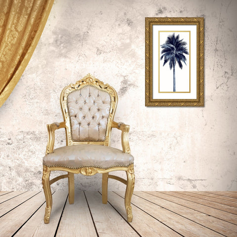 Palm Tree Blue I Gold Ornate Wood Framed Art Print with Double Matting by Blake, Madeline