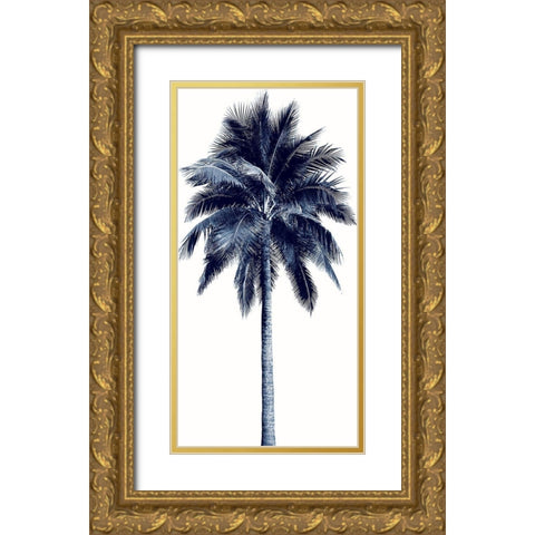 Palm Tree Blue I Gold Ornate Wood Framed Art Print with Double Matting by Blake, Madeline