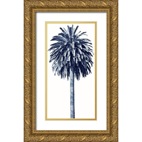 Palm Tree Blue II Gold Ornate Wood Framed Art Print with Double Matting by Blake, Madeline