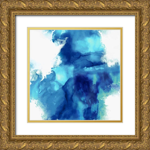 Ascending in Blue I Gold Ornate Wood Framed Art Print with Double Matting by Hudson, Daniela