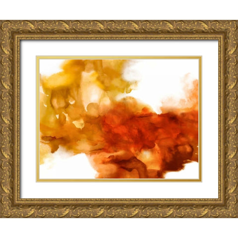 Kindle I Gold Ornate Wood Framed Art Print with Double Matting by Hudson, Daniela