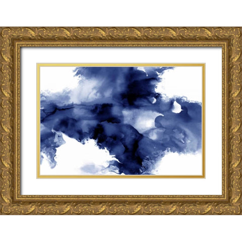 Derive in Indigo I Gold Ornate Wood Framed Art Print with Double Matting by Hudson, Daniela